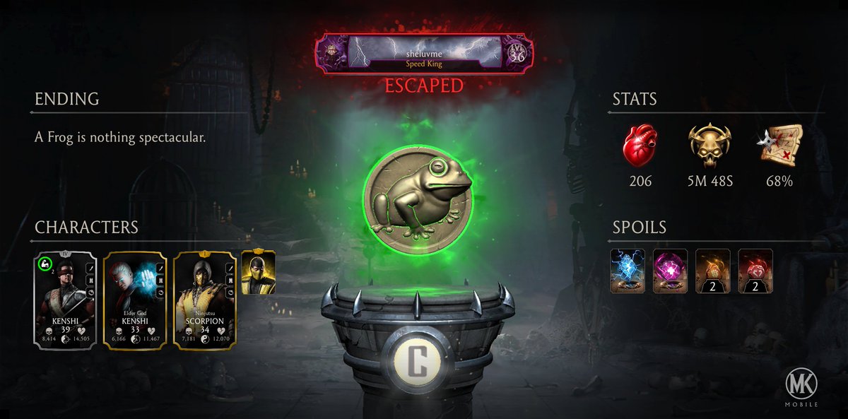 fourthaccnt's tweet photo. I just completed a Krypt Run in Mortal Kombat mobile! Check out my stats. https://t.co/y3Rx38qyzY