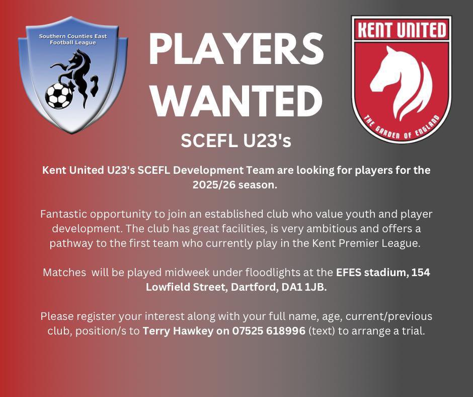 ⚽️Players Wanted

U23
Reserve 

DM or Txt 07525 618996