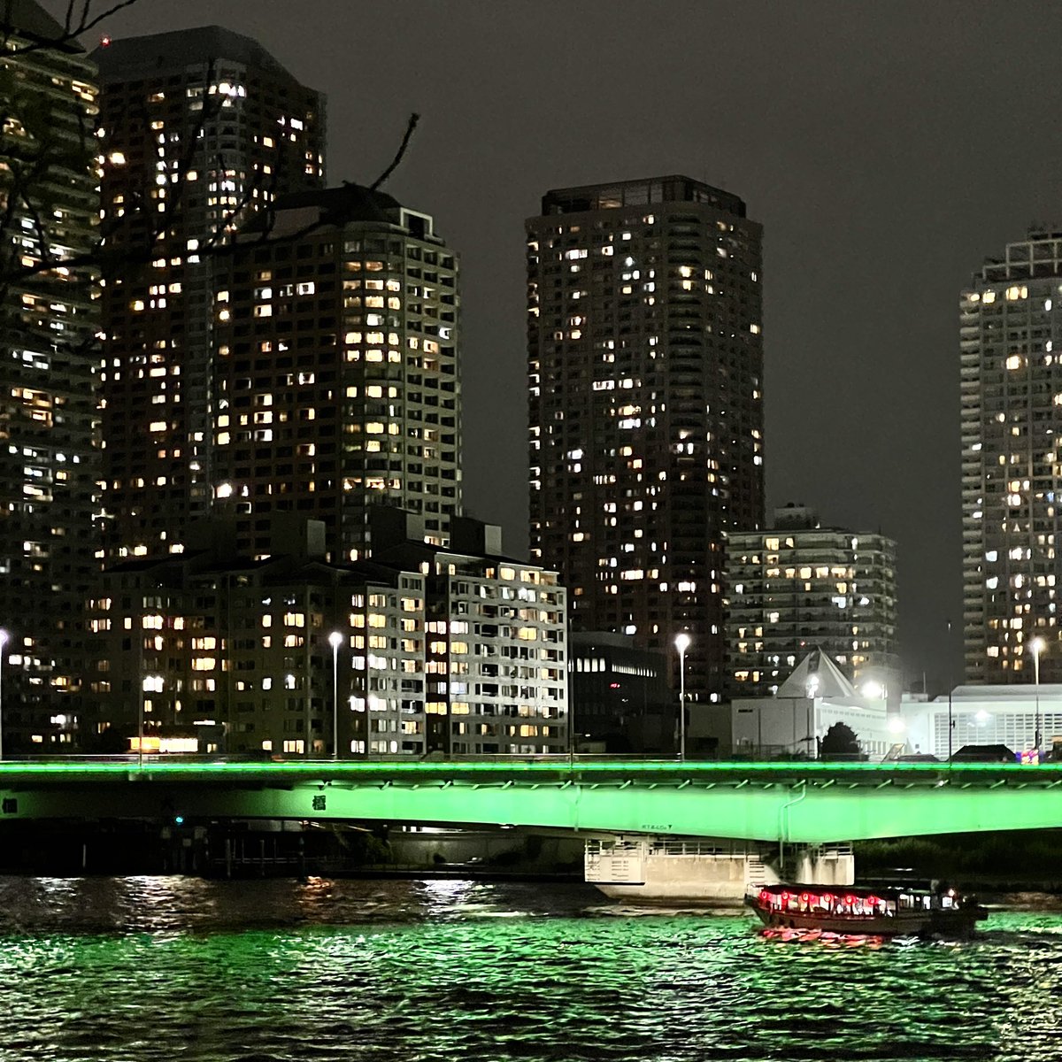 スパークスにも歌われた隅田川
夜の佃大橋
屋形船貸し切ってDJイベントも面白いんじゃない？と思ったけど、よく考えたら水上でアナログ盤は無理だわ💦