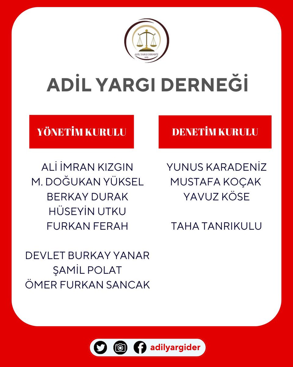 adilyargider's tweet photo. Adil Yargı Derneği olarak olağan genel kurulumuzu gerçekleştirdik. Şimdiye dek emek veren yönetim ve denetim kuruluna teşekkür ederiz. Yeni yönetime ve denetim kuruluna görevlerinde başarılar dileriz. ⚖️ https://t.co/Efee6gwCGs