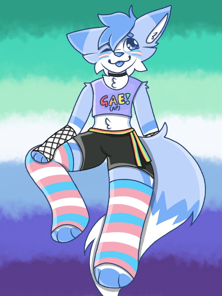 WafflesAndBread's tweet image. HAPPY PRIDE!!! Here is some pride art of yours truly, a silly blue trans puppy :3