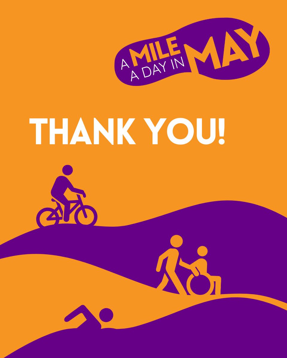 Bawso's tweet image. Thank you to everyone that participated in our brand-new challenge – #AMileADayInMay 💜 
Over the next few weeks, we’ll be sharing the final amount raised from our incredible supporters, as well as the total raised across all the specialist services involved in this challenge!