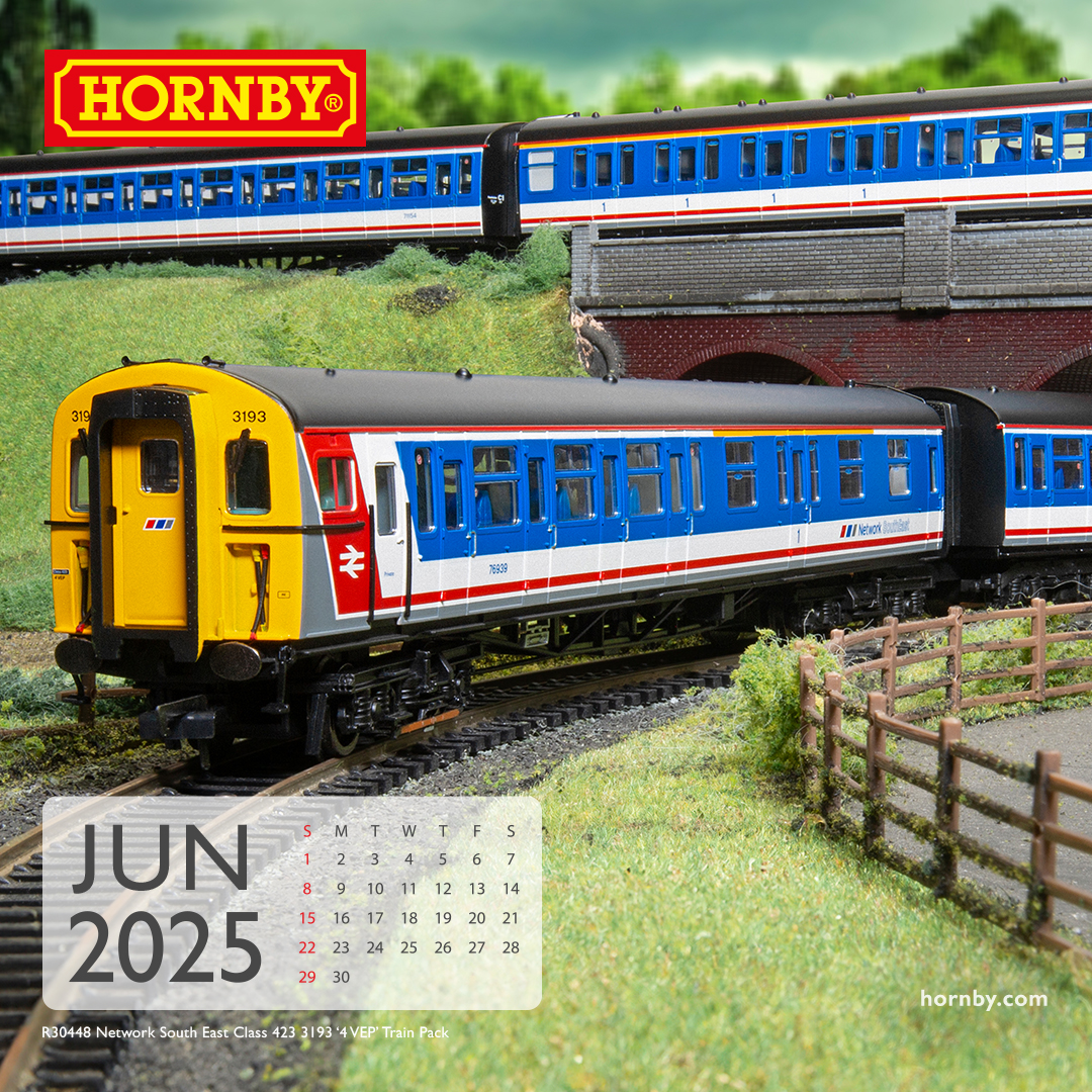 It's a great start to June with the impressive Network South East, Class 423, 3193 '4 VEP' Train Pack!

Visit our website to download the wallpaper 👉 bit.ly/3ANih9R and add it to your home or work computer for some extra railway enjoyment!

#Hornby #Modelrailway