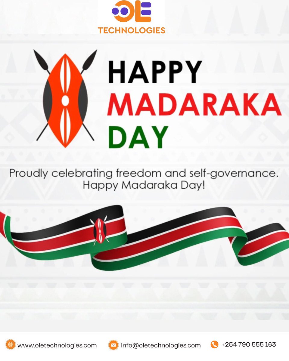 Happy Madaraka Day from Ole Technologies!

Today, we honor the spirit of freedom, resilience, and progress that defines Kenya.

Let’s celebrate freedom, unity, and all things Kenyan, may we continue to work together towards a more accountable and inclusive Kenya and commit to