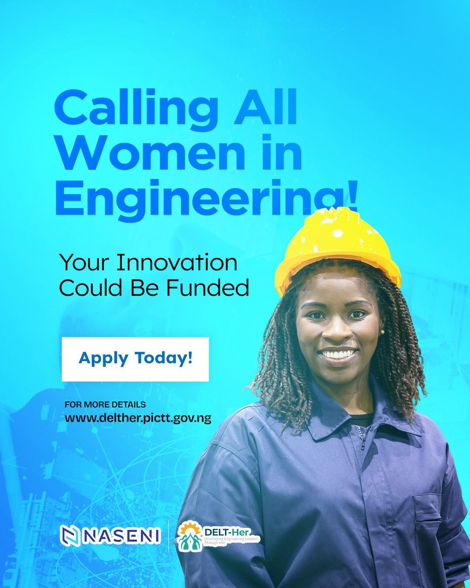 🚀Empower Women in Engineering! Join DELT-Her Today!🌟

🌍 Are you a Nigerian woman with an innovative engineering idea? DELT-Her is here to support you! This initiative is designed to create opportunities for women in engineering and transform your brilliant ideas into thriving