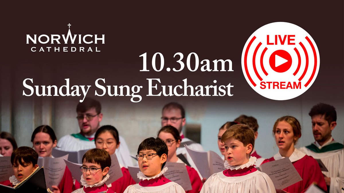 🎶 🙏 Live from Norwich Cathedral, Sunday 1st 🙏 🎶

We will be #live at 10.30am for Sung Eucharist sung by the Cathedral Choir.

Watch live or on catch up on our YouTube Channel on the link ⬇️

> bit.ly/Norwich-Cathed…

Remember to subscribe so you don't miss other services