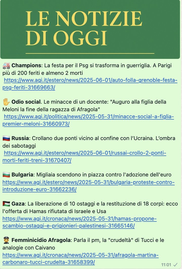 Le ultime notizie di <a href="/Agenzia_Italia/">Agi Agenzia Italia</a> anche su Whatsapp 

Iscrivetevi al canale qui: whatsapp.com/channel/0029Va…