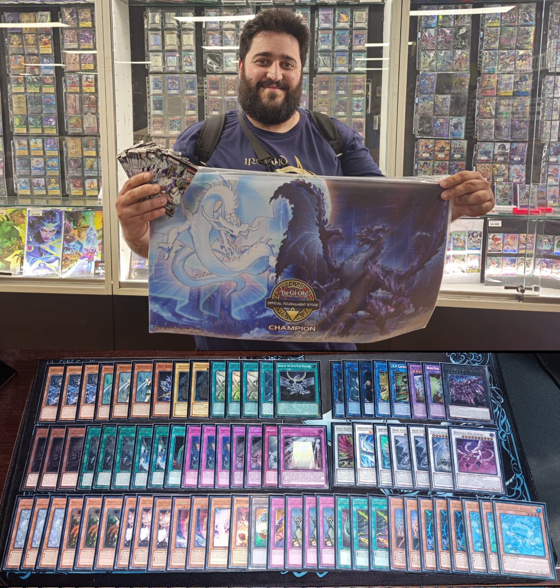 Lakratos's tweet photo. First Place OTS Tournament Madrid (5-0) con Blue-eyes Primite 😉😎❤️💜 #Yugioh #FirstPlace #OTS #DeckList #BlueEyes #Primite #Proud https://t.co/2jSM6jE3Lc