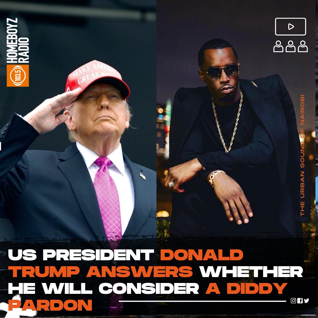 HomeboyzRadio's tweet photo. 📰 US Prsident Trump says he’d consider granting Sean “Diddy” Combs a pardon — if approached.
“No one’s asked yet… but people are thinking about it,” Trump told reporters. 🗣️🇺🇸
What do you think — should Diddy be pardoned? 🤔👇
#HBRInteractions #HBRNews #SundayCruising #Diddy https://t.co/NSY54ZB0Oj