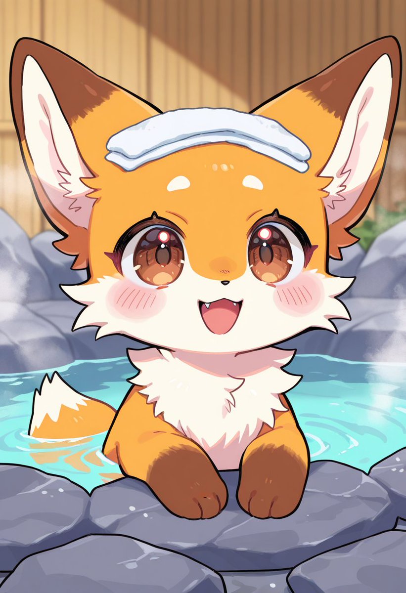 キツネちゃんと温泉に来た～！