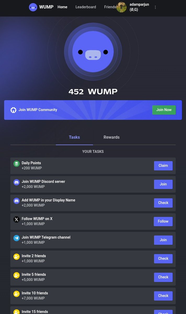 celipto1's tweet image. Hey everyone!
Claim free $WUMP tokens from @WUMPxyz by verifying your Discord account age.

Steps:
1⃣ Go to wump.xyz/join?ref=13261…
2⃣ Connect Discord
3⃣ Verify account age &amp;amp; claim points
4⃣ Complete tasks
5⃣ Done ✅

First airdrop using Discord age check 

Don’t miss it!