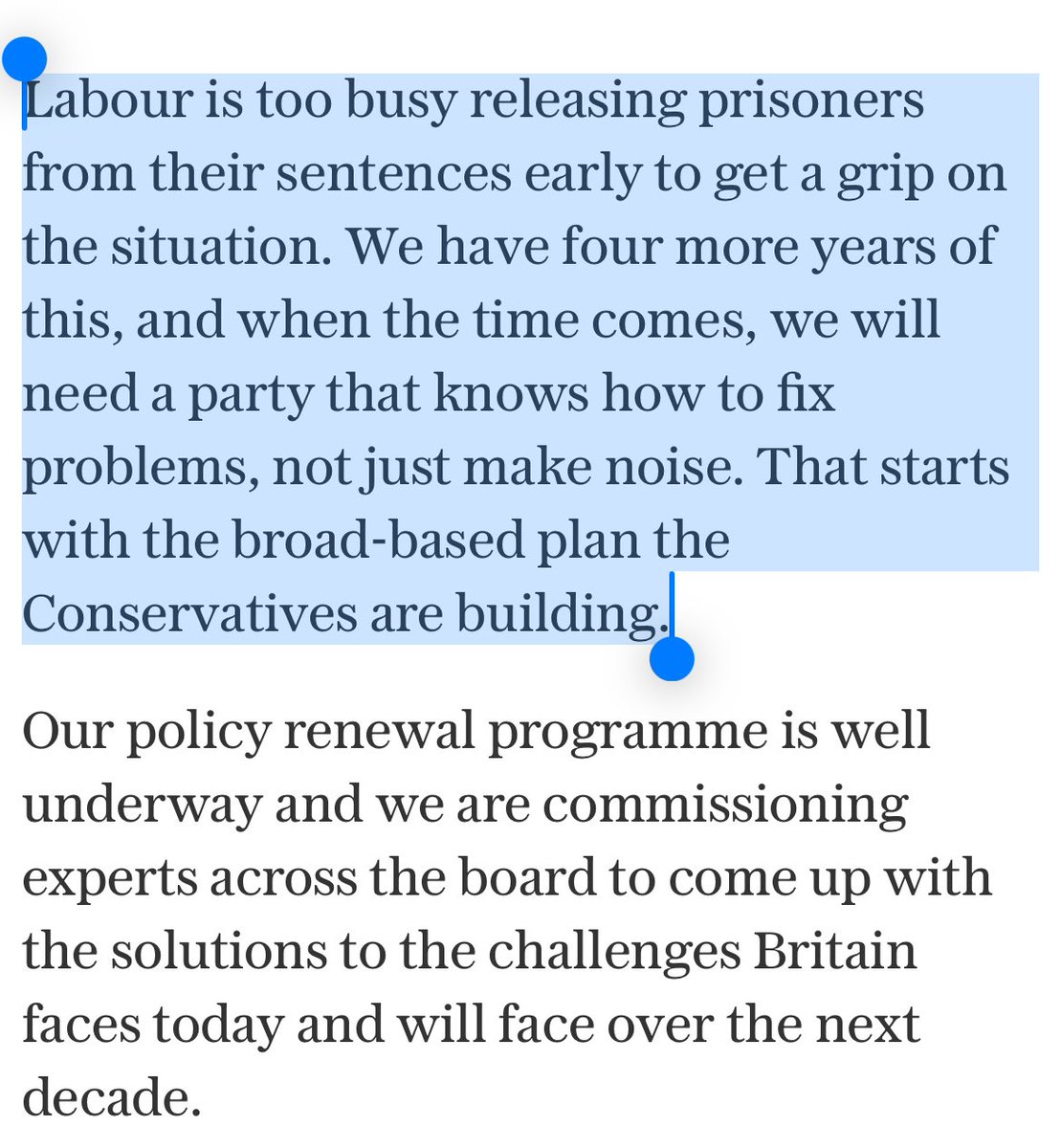 Kemi Badenoch (@kemibadenoch) on Twitter photo Labour is too busy releasing prisoners early and punishing hard working people with more taxes to spot what’s happening in our society….
My OpEd in today’s <a href="/Telegraph/">The Telegraph</a>👇 Labour is too busy releasing prisoners early and punishing hard working people with more taxes to spot what’s happening in our society….
My OpEd in today’s <a href="/Telegraph/">The Telegraph</a>👇