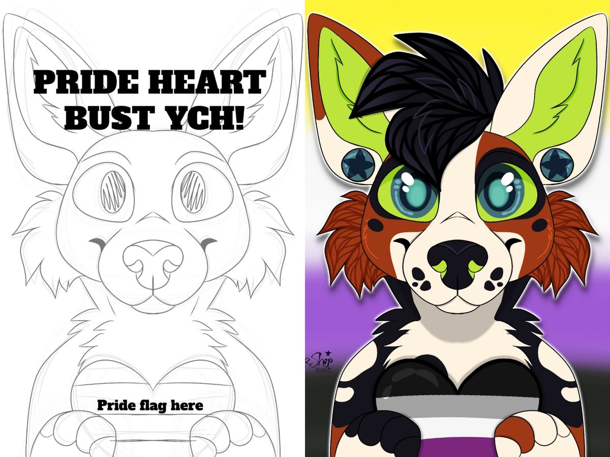 HAPPY PRIDE everyone! 💚
I am a nonbinary &amp; asexual artist. ✨

Reminder! I'm open for Pride C0mmissions! 👀 
All June! 🏳️‍🌈🏳️‍⚧️ 

Icons are 20 USD
Pride Heart YCH is 25 USD