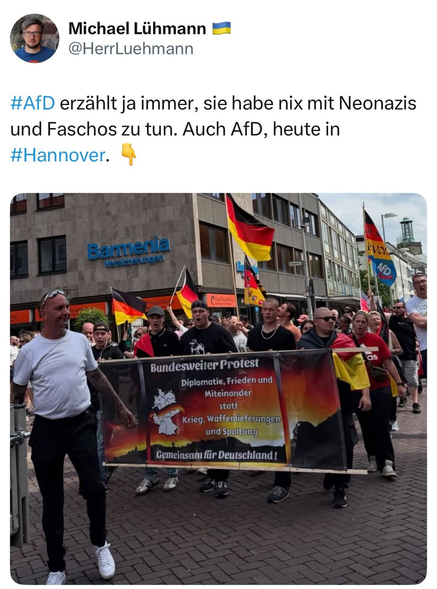 Wo genau sind die "Neonazis" und "Faschos", <a href="/HerrLuehmann/">Michael Lühmann 🇺🇦</a>? 🤔