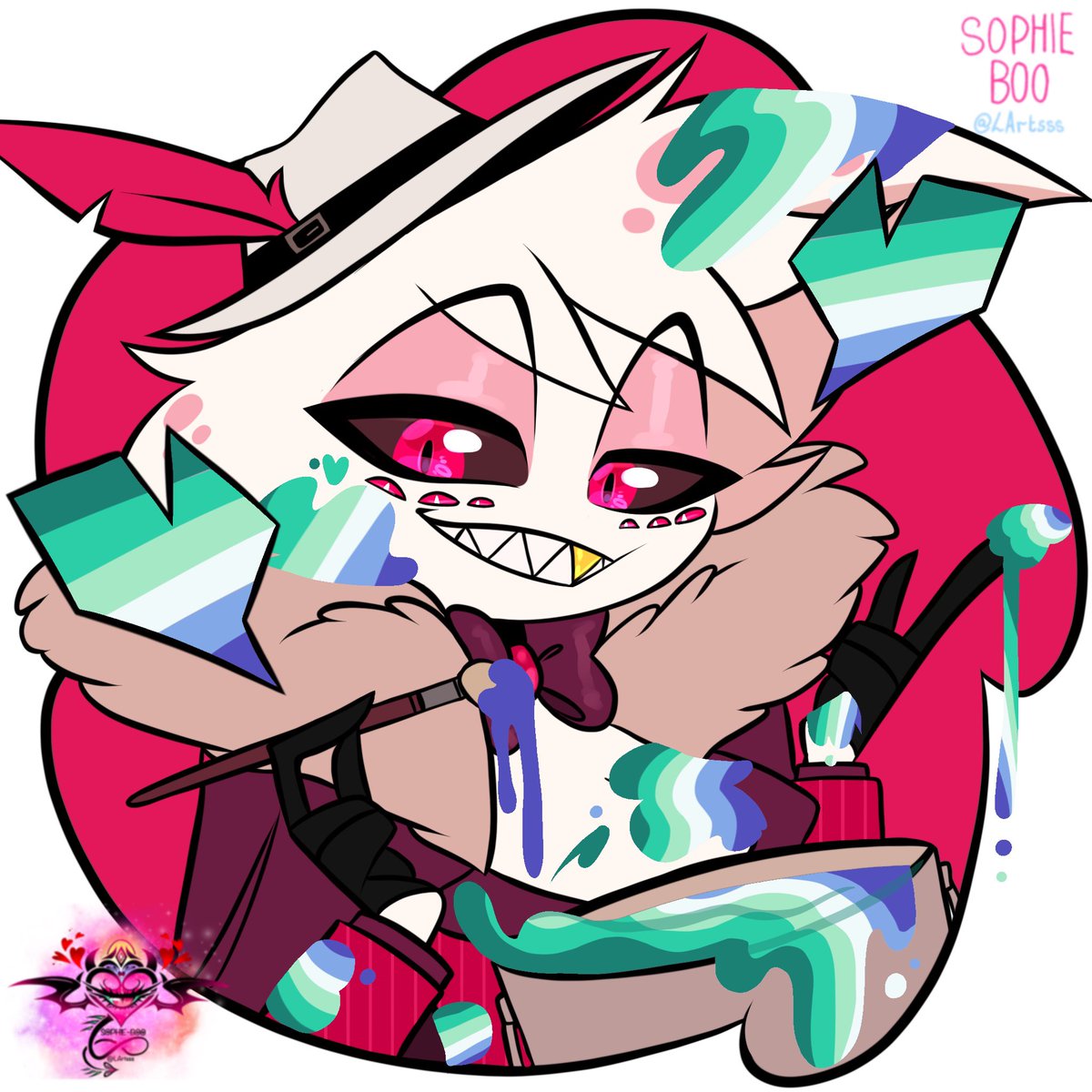 LArtsss's tweet photo. 🖌️🪣🏳️‍🌈LGBTQ MERCH🏳️‍🌈🪣🖌️

Finished @Salexi_Rabane &amp; @HC4Art LGBTQ MERCH commission🏳️‍🌈🏳️‍🌈

Art by me 

#HazbinHotel #HazbinHotelArt #HazbinHotelOC #HHOC #HBOC #Helluva_boss #HelluvaBoss #HelluvaBossart #HelluvaBossOC https://t.co/nu3YXa6ib0