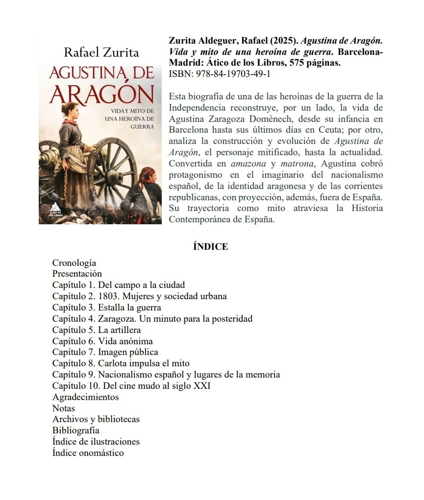 Asociación Española de Historia Militar (@asehismi) on Twitter photo Nuestro socio Rafael Zurita publica con <a href="/AticoLibros/">Ático de los Libros</a> "Agustina de Aragón. Vida y mito de una heroína de guerra". Ya en librerías. Índice, compra y resumen aquí 👇
aticodeloslibros.com/inicio/378-agu… Nuestro socio Rafael Zurita publica con <a href="/AticoLibros/">Ático de los Libros</a> "Agustina de Aragón. Vida y mito de una heroína de guerra". Ya en librerías. Índice, compra y resumen aquí 👇
aticodeloslibros.com/inicio/378-agu…