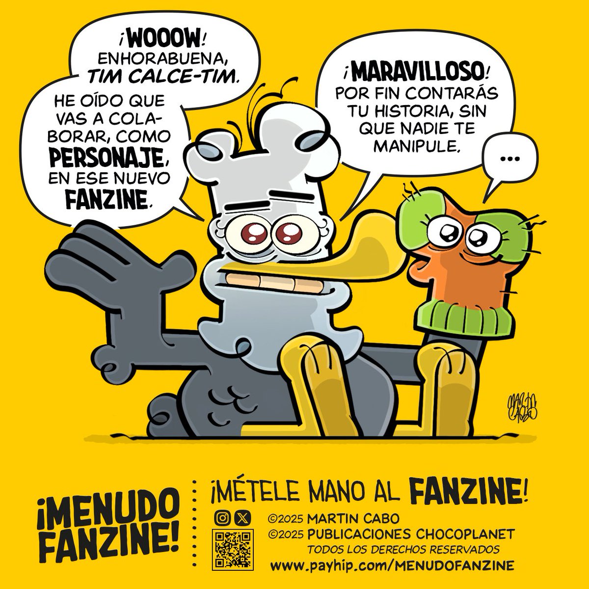 ¡SABEMOS! que necesitas un FANZINE bonito y muy pronto lo vas a tener. ¡TEN PACIENCIA, CRIATURA! ¡MENUDO FANZINE! se te viene encima. Por eso mismo lo hemos llamado <a href="/menudofanzine/">¡MENUDO FANZINE!</a>, claro. 
#leeteunfanzine 
#menudofanzine #martincabo #publicacioneschocoplanet #fanzine #comic #tbo