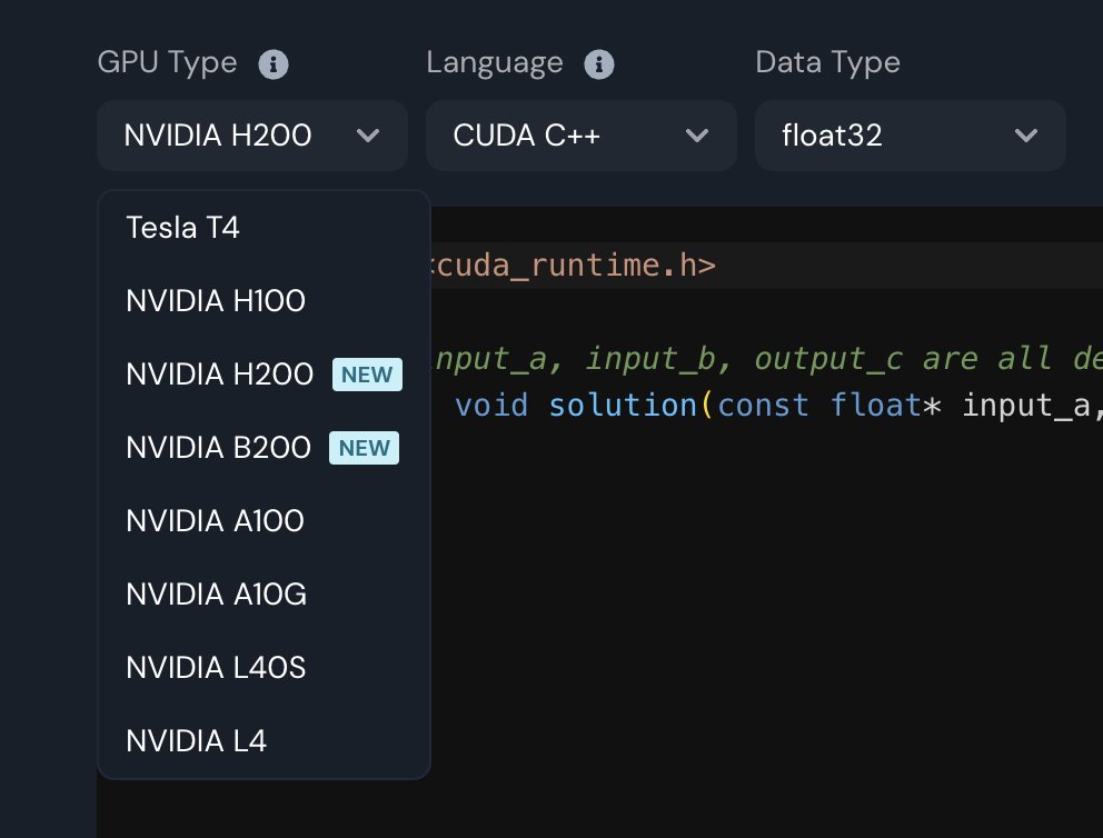 tensarahq's tweet image. fancy new GPUs on tensara.org 👀