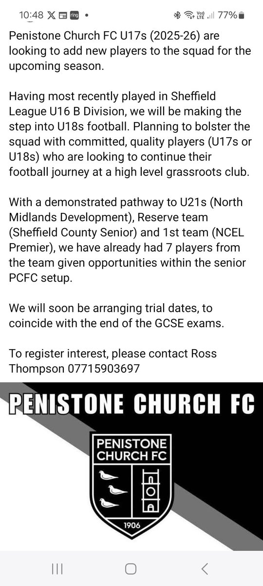 Penistone Church FC tweet media