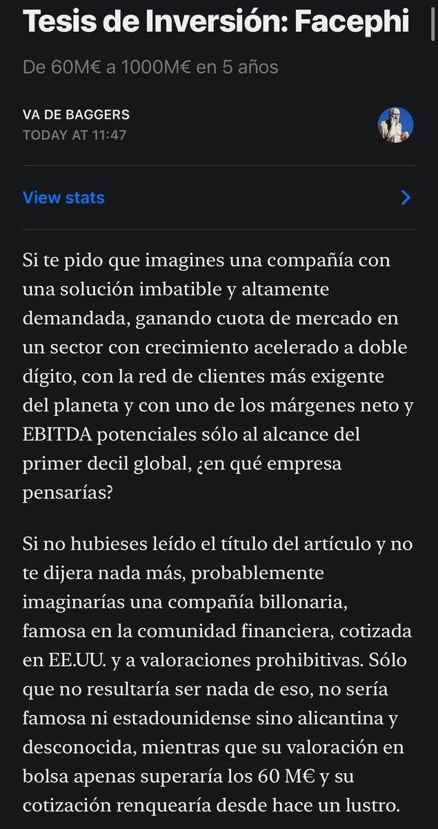 Recién salida del horno mi nueva tesis sobre Facephi $FACE, una empresa que lo tiene todo para ser una tecnológica de leyenda.

Empresa española líder en su sector, crecimiento orgánico del 50% del ARR y con el 99% de sus ingresos recurrentes, expandiendo verticales y geografías,