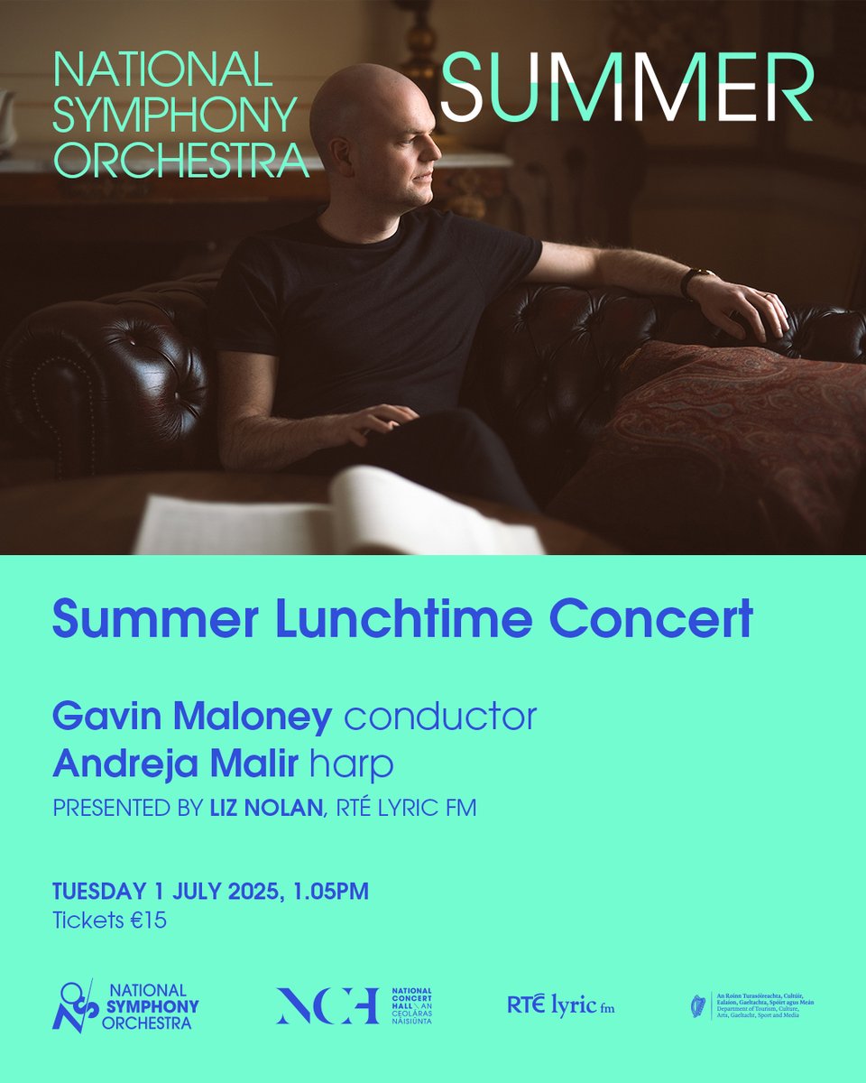 National Symphony Orchestra (@nsorchestrairl) on Twitter photo ✨ Enchanting harp afternoon!
Andreja Malir, the NSO's Principal Harpist, takes center stage with French-inspired repertoire + orchestral gems. Conducted by Gavin Maloney. In assoc. with <a href="/RTElyricfm/">RTÉ lyric fm</a>
📅 Tue, July 1, 1:05pm | €15
📍 <a href="/NCH_Music/">National Concert Hall</a>
🎫 bit.ly/NSOSummer4 ✨ Enchanting harp afternoon!
Andreja Malir, the NSO's Principal Harpist, takes center stage with French-inspired repertoire + orchestral gems. Conducted by Gavin Maloney. In assoc. with <a href="/RTElyricfm/">RTÉ lyric fm</a>
📅 Tue, July 1, 1:05pm | €15
📍 <a href="/NCH_Music/">National Concert Hall</a>
🎫 bit.ly/NSOSummer4
