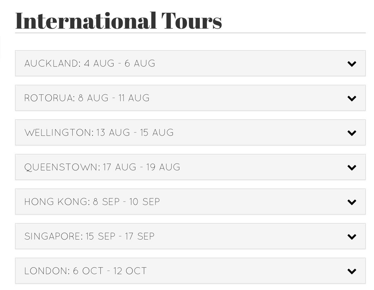 Here are my last tour dates! Yes Melbourne I am returning as a week wasn’t long enough to say goodbyes! But there will not be another extension. All cities/countries listed here, this is it! And if people leave it till last minute or wait for my arrival to book, I’ll simply
