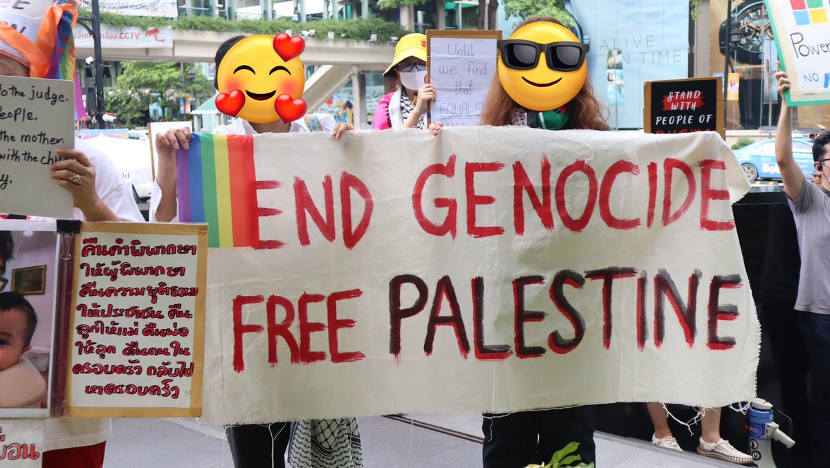 ไพรด์ไม่ใช่สินค้า ไพรด์ไม่ใช่เครื่องมือฟอกรุ้ง เราจะไม่มีทางอิสระได้จริงจนกว่าทุกคนจะเป็นอิสระทุกหนแห่ง 🏳️‍🌈🏳️‍⚧️🚩🏴🇵🇸

#PrideAgainstWarsTH #BangkokPride2025 
#NoPrideInGenocide
#FreePalestine