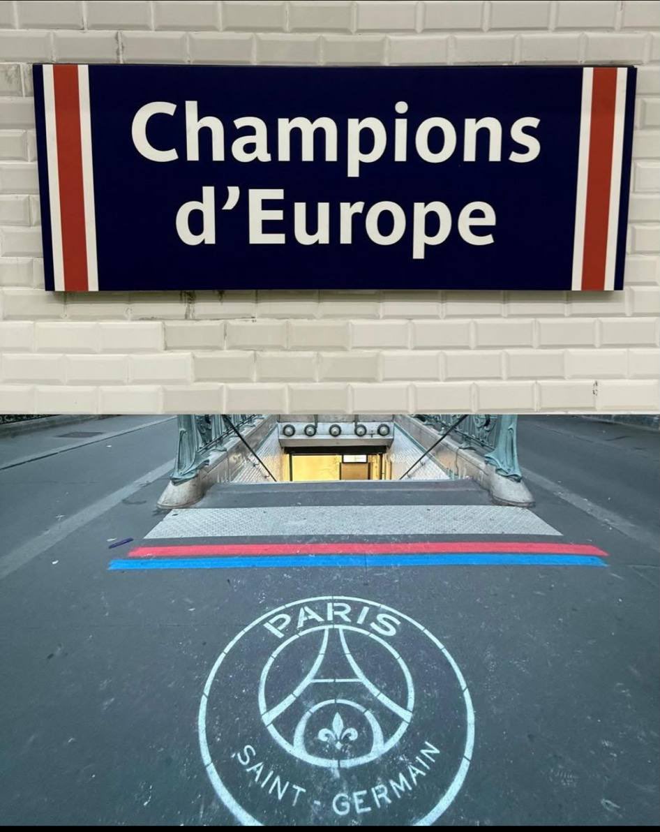 panams75's tweet image. La RATP qui change la station « Europe » de la ligne 3 en « Champions d’Europe »

« Place réservées aux supporters qui attendent depuis plus de 55 ans d’être champions d’Europe » 😍