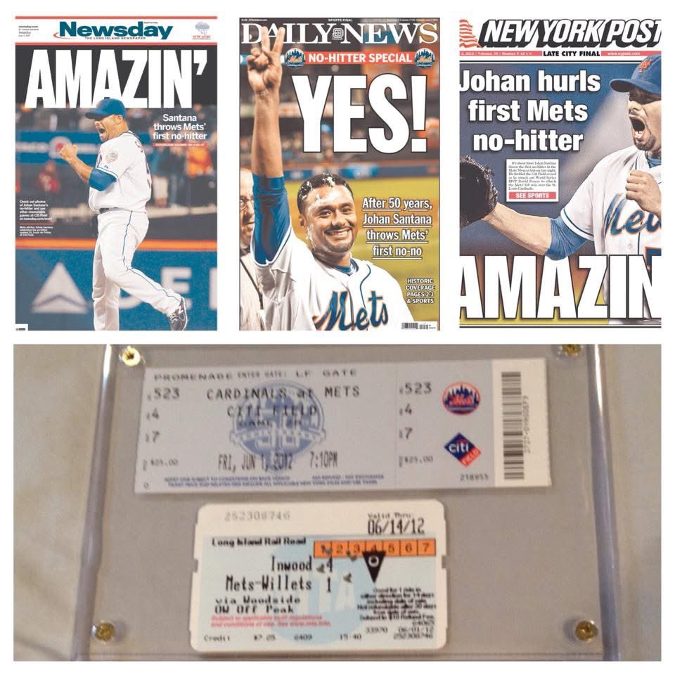 Hatter_up's tweet photo. 13 years ago today was at the Mets 1st no hitter in teams history glad they had actual tickets 🎟️ back then and the dude on the LIRR let me keep my train ticket home @johansantana @Mets @SNYtv #LGM #NoHan https://t.co/nD4Y7b6my2