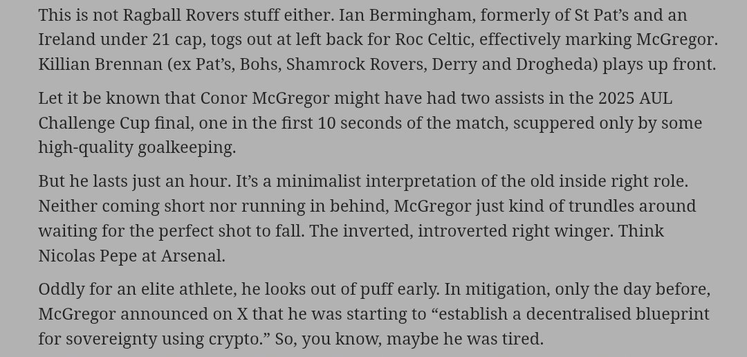 Based on the clips I've seen McGregor should be nowhere near the same pitch as these lads