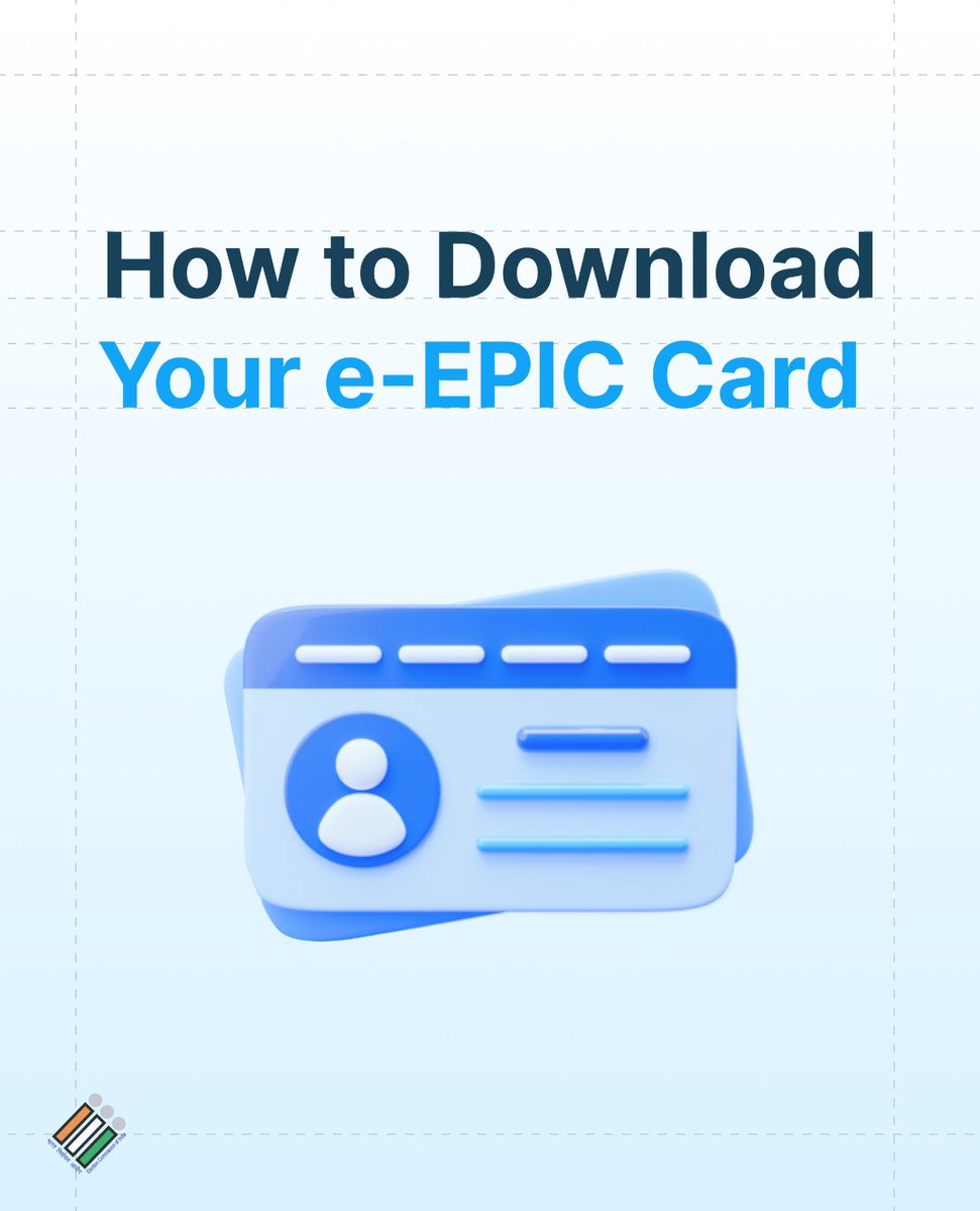 DeogharPrd's tweet photo. 💳 Your Voter ID, now just a click away!
Download your e-EPIC card in minutes and stay election-ready.
🔗 Visit: https://t.co/ayIRKikSqs…
#eEPIC #VoterID #Elections2025 #ECI
@ECISVEEP @ceojharkhand @DCDeoghar https://t.co/y9kDTQR5zb