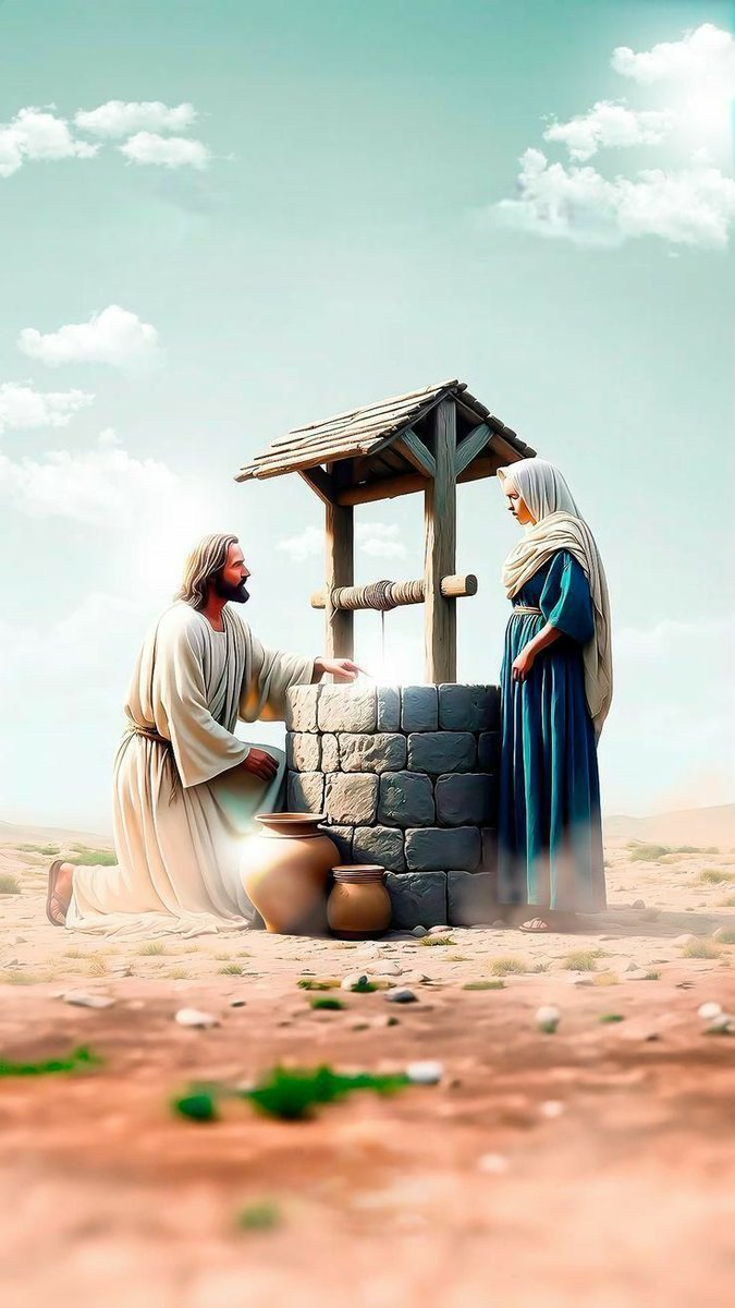 Jesus at the Well is a well-known story from the Gospel of John (John 4:4-30), in which Jesus has a conversation with a Samaritan woman at Jacob's well. Jesus sets people free and gives them strength. And that woman experienced the revolution of her life on that weekday at the