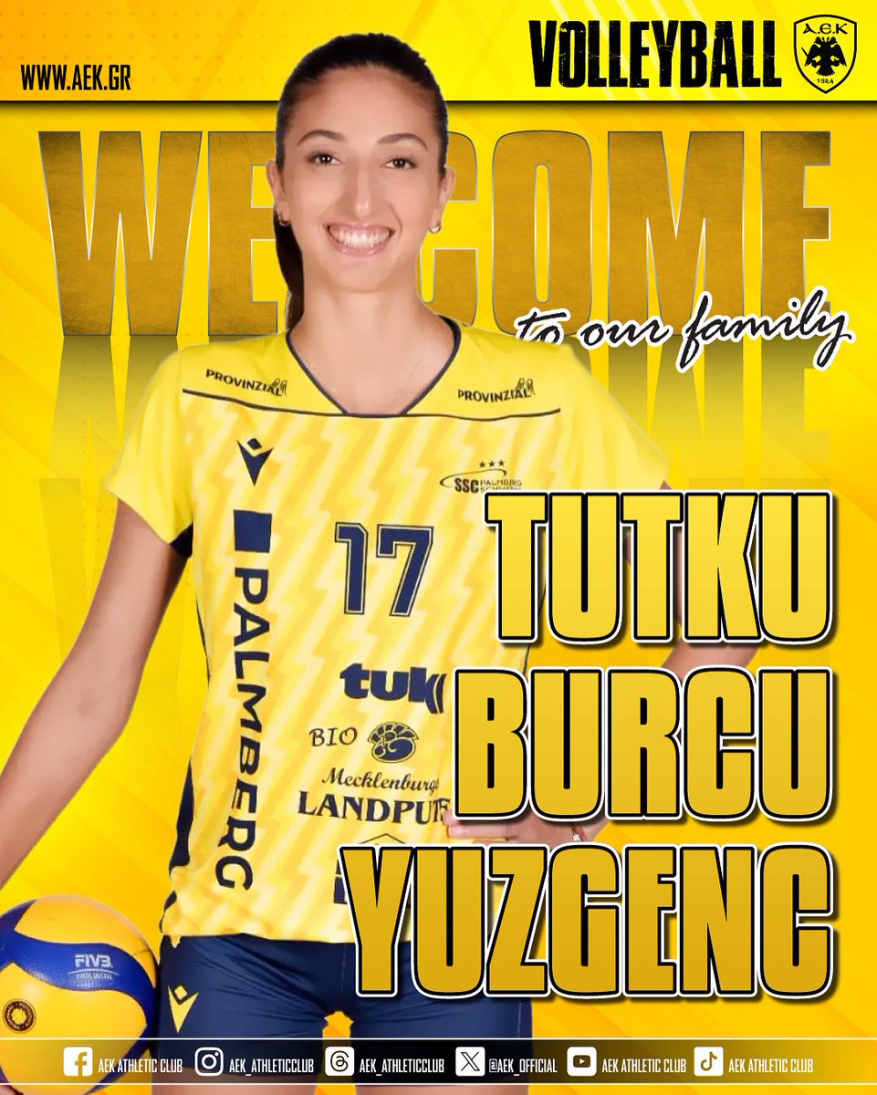 🏐 Η ΑΕΚ βρίσκεται στην ευχάριστη θέση να ανακοινώσει την έναρξη της συνεργασίας της με την Τούκτου Μπούρτσου Γιουζγκέντς!

🔗 Ολόκληρη η ανακοίνωση εδώ: aek.gr/sta-kitrinomay…

#aek #aektransfers #aekwomenvolley #aekwomenvolleyball #aekfamily