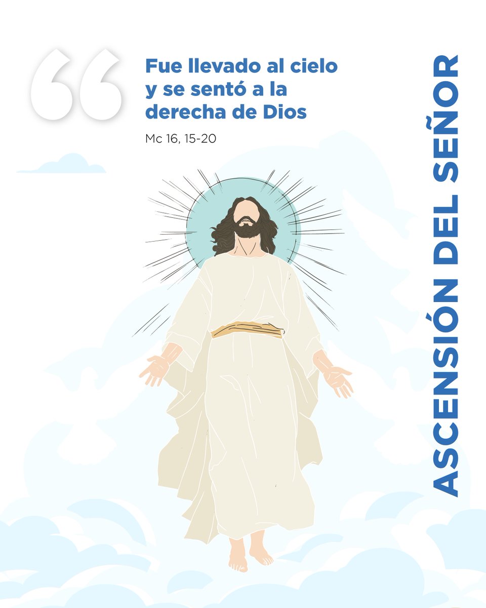 Hoy, Jesús asciende al cielo ante sus discípulos y nos recuerda que su Reino no es de este mundo. Desde lo alto, intercede por nosotros y nos envía la fuerza del Espíritu para continuar su obra en la tierra 🙏. 

#Xtantos #AscensióndelSeñor