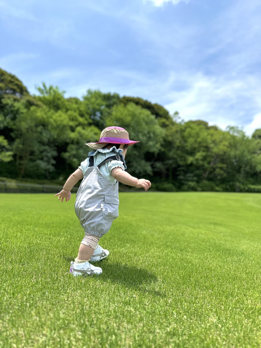Anana207's tweet photo. １歳を過ぎた頃からどんな遊びよりも外で走るのが大好きな娘たち。芝生の斜面を転んでは何度も立ち上がるたくましい姿に父ちゃんは感動です。 https://t.co/aifJ5JbY0v
