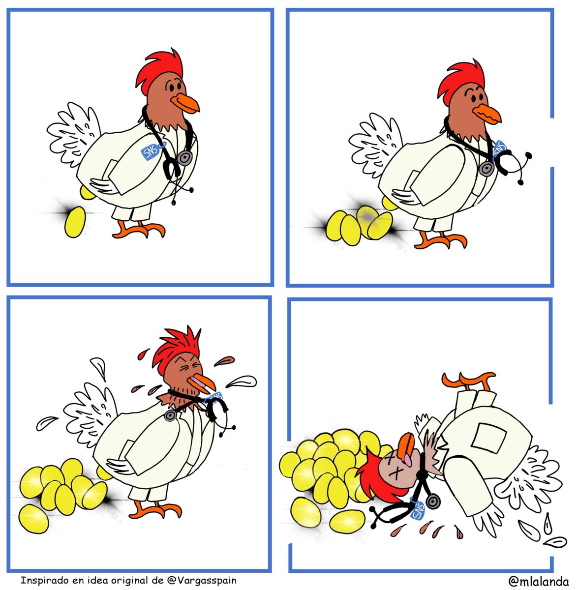 Para dibujar esta viñeta sobre cómo se está gestionando el estatuto marco (como colaboración regular con <a href="/amytsmedicos/">AMYTS</a>), pensé en la métáfora rápidamente pero la decisión del animal que faltaría fue más compleja.
¡Que no ofendiera!
Y me acordé de esta otra viñeta y... ¡zas!