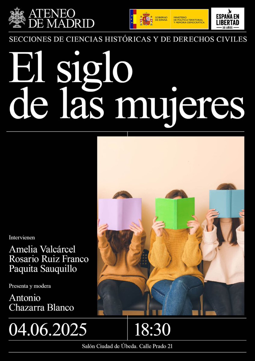 Antonio Chazarra (@antoniochazarra) on Twitter photo Este miércoles a las 18:30h en <a href="/ateneodemadrid/">Ateneo de Madrid</a> dedicaremos nueva sesión del ciclo #GrandesDebatesDeLaActualidad al siglo de las mujeres, analizando la situación del feminismo con <a href="/AmeliaValcarcel/">Amelia Valcárcel</a> , Rosario Ruiz y Paquita Sauquillo. Este miércoles a las 18:30h en <a href="/ateneodemadrid/">Ateneo de Madrid</a> dedicaremos nueva sesión del ciclo #GrandesDebatesDeLaActualidad al siglo de las mujeres, analizando la situación del feminismo con <a href="/AmeliaValcarcel/">Amelia Valcárcel</a> , Rosario Ruiz y Paquita Sauquillo.
