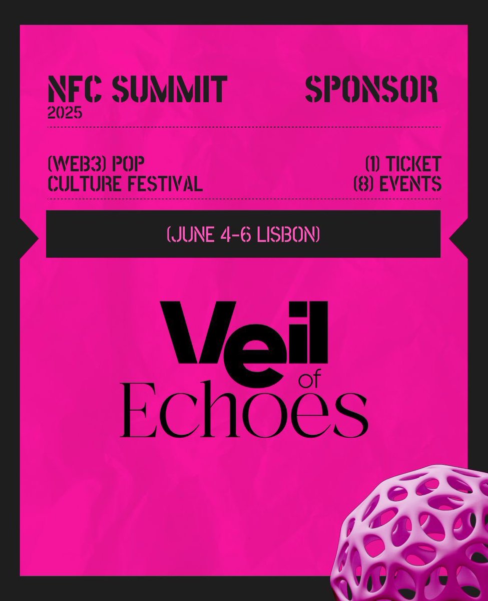 serc (@serc1n) on Twitter photo gm🧠
First public sale for the Veil of Echoes ended
17 found their home by the early supporters
5 is reserved to myself, for my personal use and future experiences.
10 is reserved for <a href="/100collectors/">100 collectors</a> during <a href="/NFCsummit/">NFC SUMMIT - LISBON - JUNE 4-6 2025</a>
Rest, 68 remaining NFTs allocated to NFC booth sales. If gm🧠
First public sale for the Veil of Echoes ended
17 found their home by the early supporters
5 is reserved to myself, for my personal use and future experiences.
10 is reserved for <a href="/100collectors/">100 collectors</a> during <a href="/NFCsummit/">NFC SUMMIT - LISBON - JUNE 4-6 2025</a>
Rest, 68 remaining NFTs allocated to NFC booth sales. If