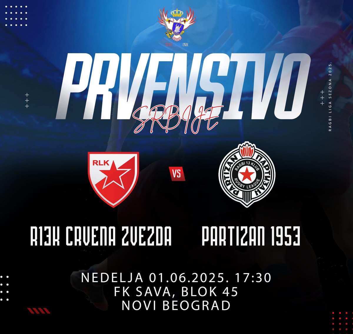Serbian Championship! 🔥

The eternal rivals will take the field and put their strength to the test! 💪

<a href="/RedStarRL/">Red Star Belgrade Rugby League Club</a> 🆚 Rugby League Club Partizan 1953

📆 01.06.2025
⏰ 17:30
📍 FK Sava, New Belgrade

You can watch the live stream of the match on our Facebook page.