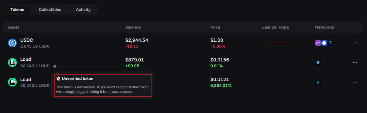 Infinex prevents any kind of scam or unverified tokens on their dApp.

An extremely powerful and trustworthy application.

Don’t fall for the fake $LOUD token - stay sharp, gfinex.