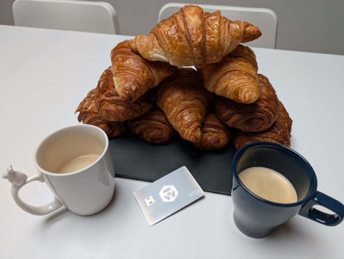 GM Crofam 🥐

Happy Sunday! Hope you're all enjoying the day 🥰

Family croissant breakfast is back in action 😎
Even better with some $CRO cashback with <a href="/cryptocom/">Crypto.com</a> card 🥰

Let’s hope for more green days ahead on #CRO 🤩🚀

#crypto #fftb