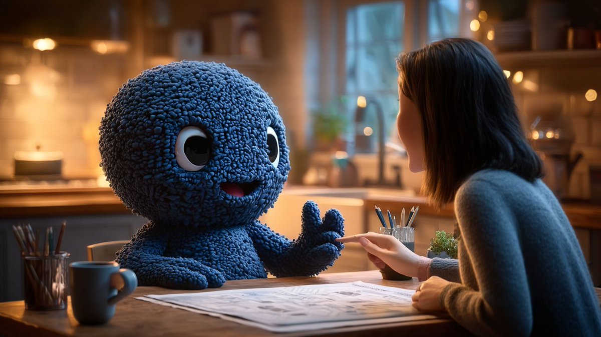 Piu's breakthrough moment... 🧵
Tonight's different. Piu sets his tools down at 7PM sharp and knocks on the kitchen door.
"I'm sorry. I've been lost in calculations, but I forgot the most important equation: Dreams + Love = Everything."
He starts showing her his rocket designs,