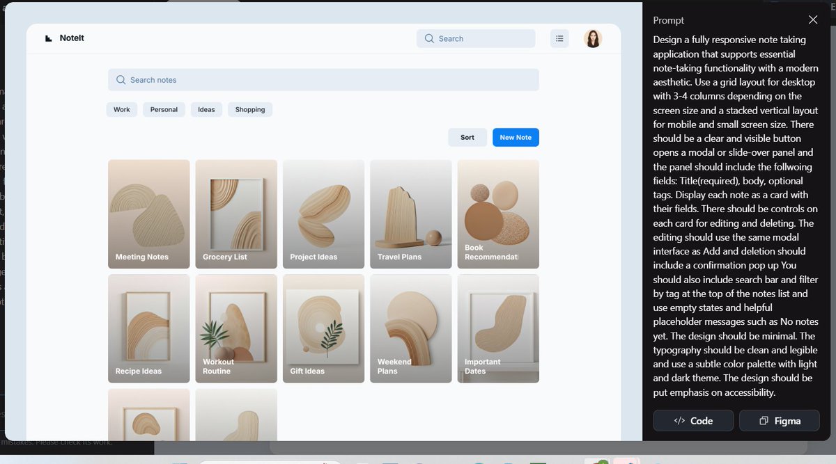 IbrahimOyebami's tweet photo. So i decided to try out Google stitch, an AI tool that helps generate UI designs to design a minimalist note taking application UI design

Here is my first prompt and the first design it generated for me

#GoogleStitch #AITools #DesignWithAI #NoteTakingApp https://t.co/TnRkGvAk1F