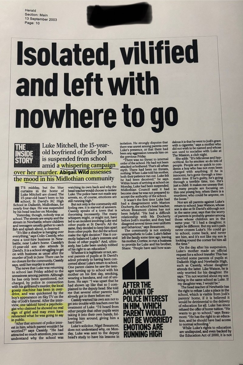 LMC89543's tweet image. Herald - 13 September 2003 

7 months before charges were brought. 

Absolute Trial by media 

#NotTheOnlyOne
#JusticeForLuke