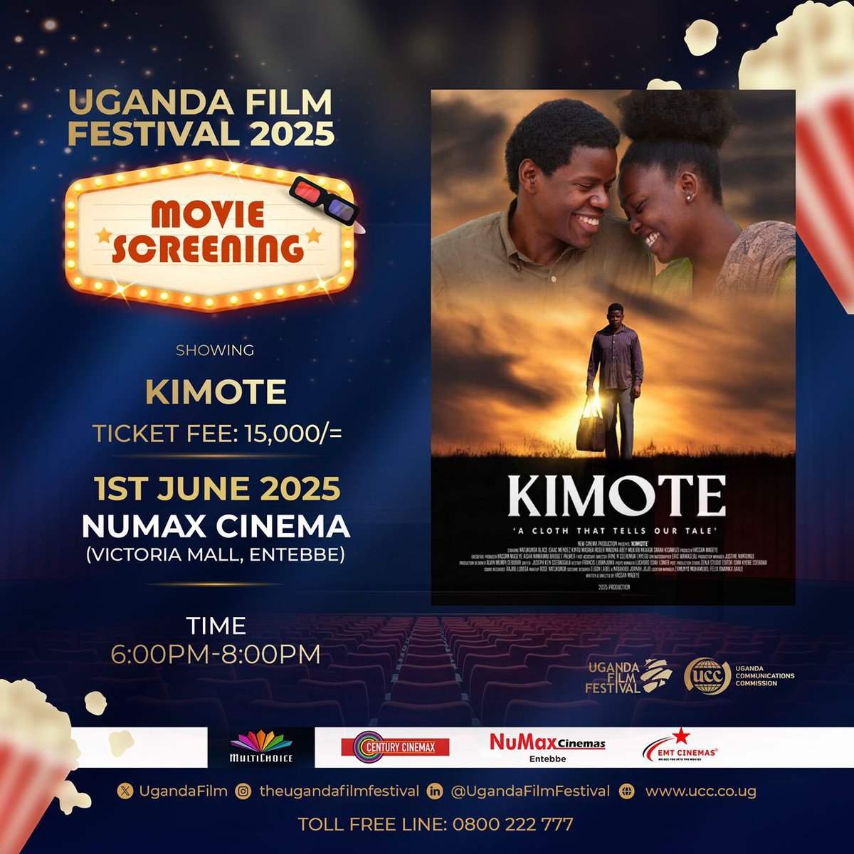 Kato Festo 🪙 (@kat_festo) on Twitter photo Today, for #UFF2025, is a movie marathon across 5 cinemas, because, apparently, we can’t get enough drama
Acacia Mall – At The Edge
Arena Mall – Two Paths
Metroplex Mall – Nkinzi
EMT Cinema – Fatal
Numax Entebbe – Kimote
15K - <a href="/CinemaxUg/">Century Cinemax Uganda</a>, <a href="/NuMaxCinemas/">NuMax Cinemas</a>
10K - <a href="/emtcinemas/">EMT Cinemas</a> Today, for #UFF2025, is a movie marathon across 5 cinemas, because, apparently, we can’t get enough drama
Acacia Mall – At The Edge
Arena Mall – Two Paths
Metroplex Mall – Nkinzi
EMT Cinema – Fatal
Numax Entebbe – Kimote
15K - <a href="/CinemaxUg/">Century Cinemax Uganda</a>, <a href="/NuMaxCinemas/">NuMax Cinemas</a>
10K - <a href="/emtcinemas/">EMT Cinemas</a>