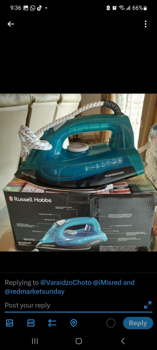 VaraidzoChoto's tweet photo. @redmarketsunday Russell Hobbs  irons  readily  available in Madokero for only $25.call/app https://t.co/7L5cAMbc65 deliveries in westlea,Bluffhill,lenana Park,westlea,Belvedere cbd and avenues  area @redmarketsunday https://t.co/IJjvrGcgn2