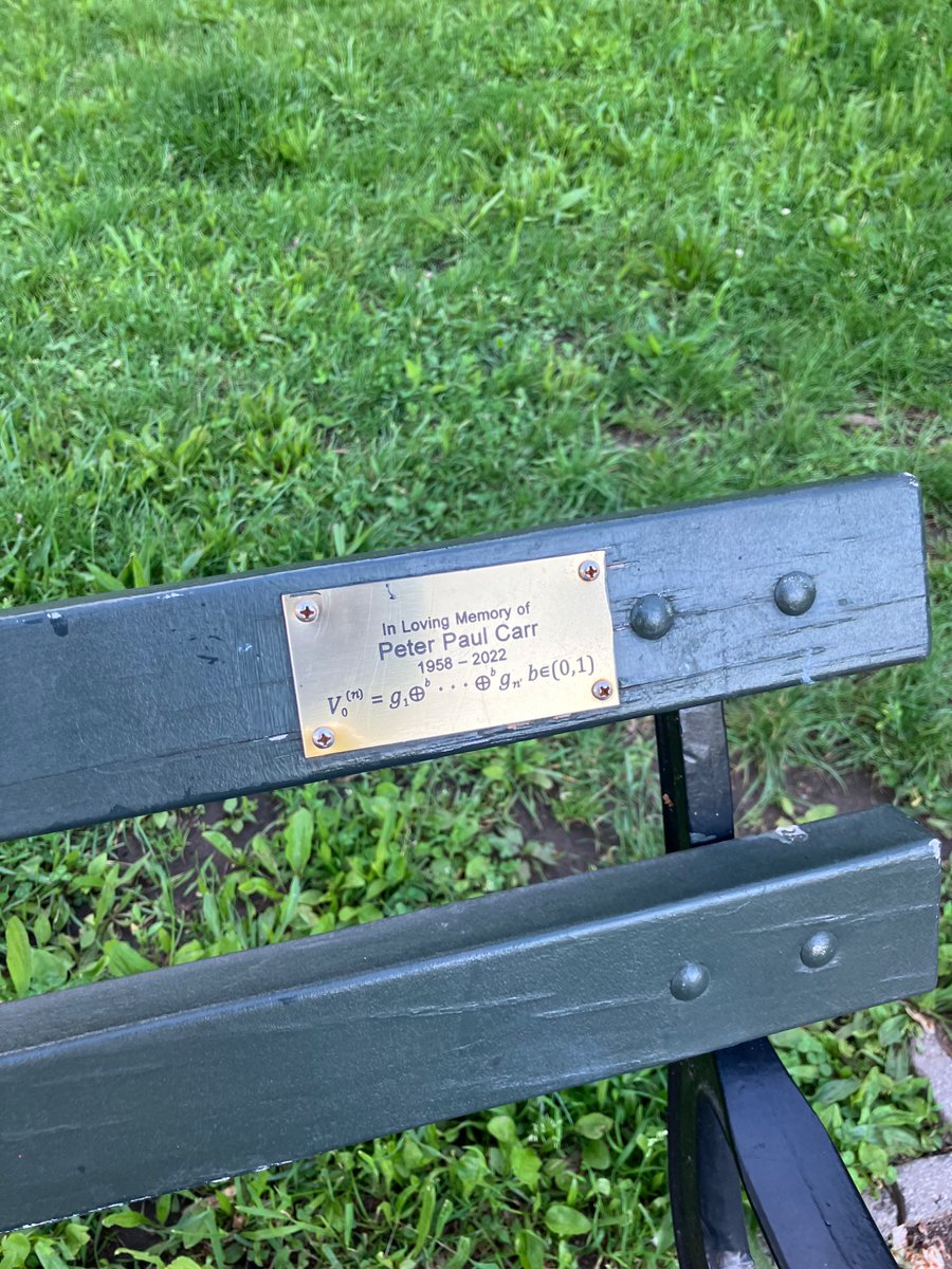 As seen in Prospect Park, Brooklyn. Peter Carr was a great mathematician with an expertise in finance. I had the honor of being a colleague of his at Cornell before he moved to NYU, where he became a legendary teacher and a  professor, much beloved.