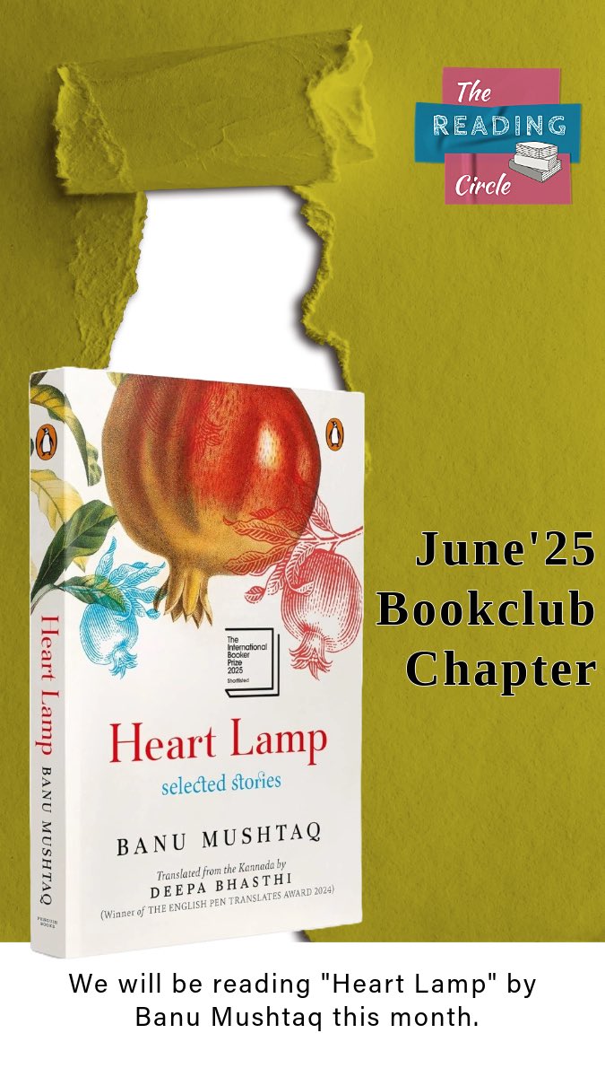 Rida A. Ghumman (@ridaakhtar_) on Twitter photo Our bookclub shall be reading <a href="/BanuMushtaq/">banu mushtaq</a> ‘s recent, International Booker Awardee 2025, short story collection “Heart Lamp” for the month of June.
We welcome any & all to read the book with us and join our online session on Twitter X Spaces by the end of the month. Our bookclub shall be reading <a href="/BanuMushtaq/">banu mushtaq</a> ‘s recent, International Booker Awardee 2025, short story collection “Heart Lamp” for the month of June.
We welcome any & all to read the book with us and join our online session on Twitter X Spaces by the end of the month.