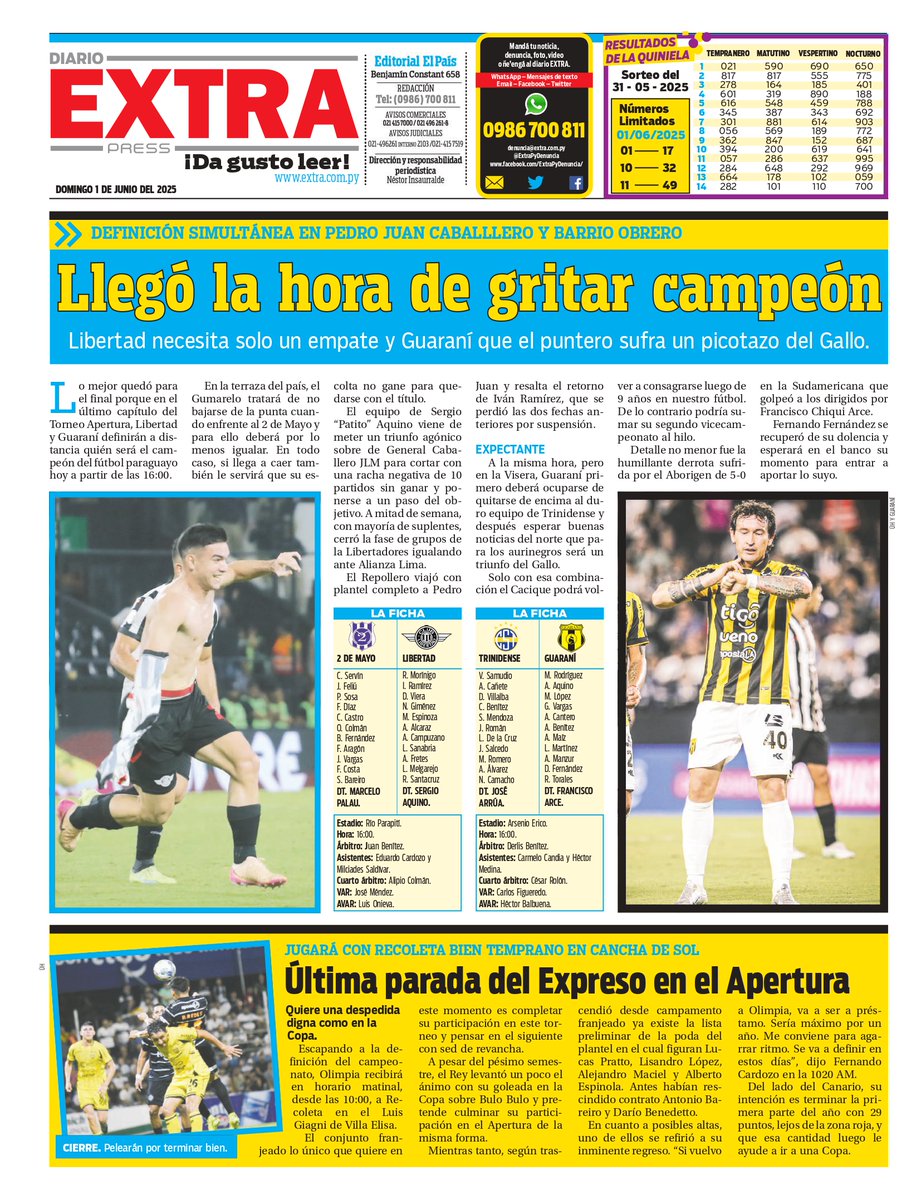 Esta es la contratapa Deportiva
La hinchada de Libertad y Guaraní 😅 ¿Quién gritará campeón?