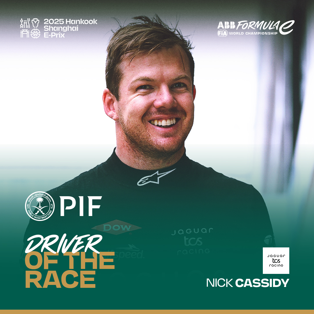 Formula E (@fiaformulae) on Twitter photo No surprises here ๐
<a href="/NickCassidy_/">Nick Cassidy</a> is our <a href="/PIF_en/">Public Investment Fund</a> Driver of the Race for Round 11!
<a href="/Hankook_Sport/">Hankook Tire Motorsports Official</a> #ShanghaiEPrix No surprises here ๐
<a href="/NickCassidy_/">Nick Cassidy</a> is our <a href="/PIF_en/">Public Investment Fund</a> Driver of the Race for Round 11!
<a href="/Hankook_Sport/">Hankook Tire Motorsports Official</a> #ShanghaiEPrix